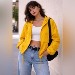 H&M Divided Yellow Windbreaker | Y2K Retro Streetwear Jacket | Women’s L